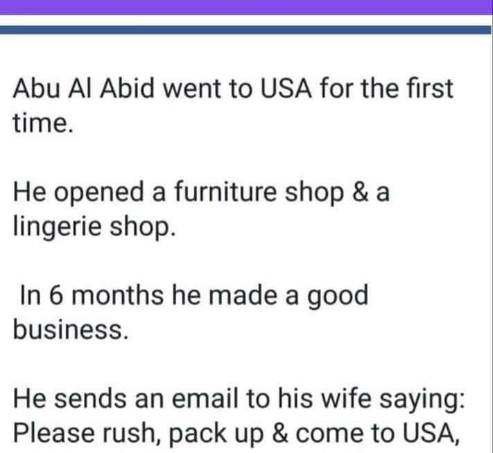 Abu al Abid went to USA for the first time…