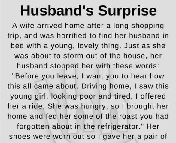 HUSBAND’S SURPRISE (FUNNY STORY)