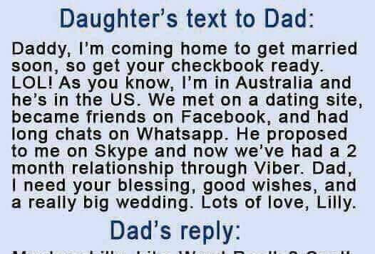 Daughter’s text to Dad: